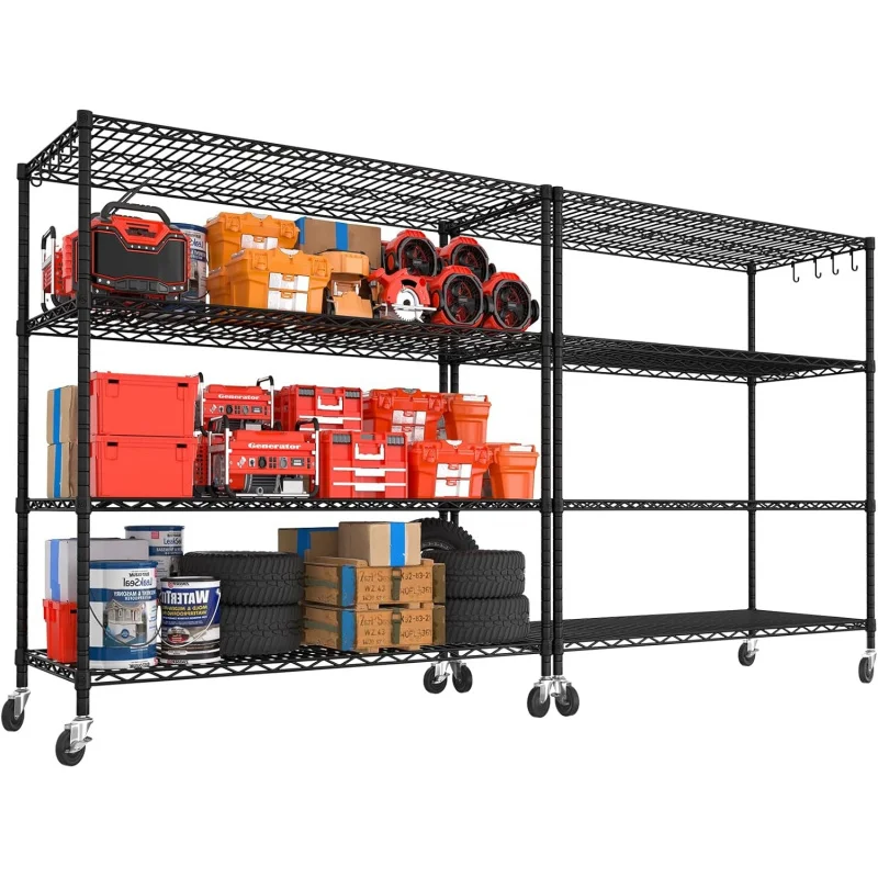 2 Packs 4 Tier Heavy Duty Wire Shelving Unit, NSF Certified 55.5×24×80 Inch Adjustable Metal Storage Racks with Wheels
2 Packs 4 Tier Heavy Duty Wire Shelving Unit, NSF Certified 55.5×24×80 Inch Adjustable Metal Storage Racks with Wheels