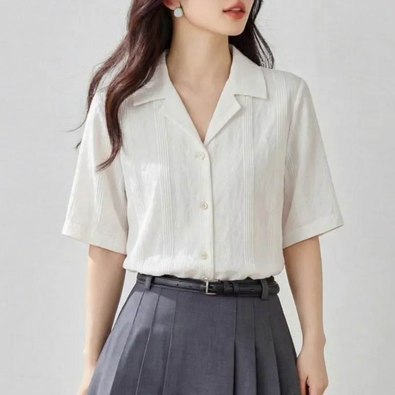 New Summer Short Sleeve Women Shirt Blouse 2026 Office Lady Notched Collar Shirt Blouse Women Tops Blouses Shirts Camisas Q4730
New Summer Short Sleeve Women Shirt Blouse 2026 Office Lady Notched Collar Shirt Blouse Women Tops Blouses Shirts Camisas Q4730