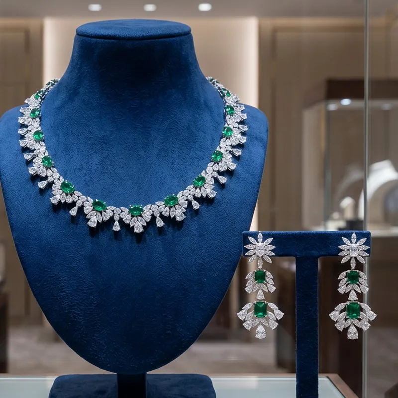 Europe America Style Necklace Earrings Women Inlay Marquise Brilliant Shape Green Cubic Zircon Petals Chain Party Jewelry Sets
Europe America Style Necklace Earrings Women Inlay Marquise Brilliant Shape Green Cubic Zircon Petals Chain Party Jewelry Sets