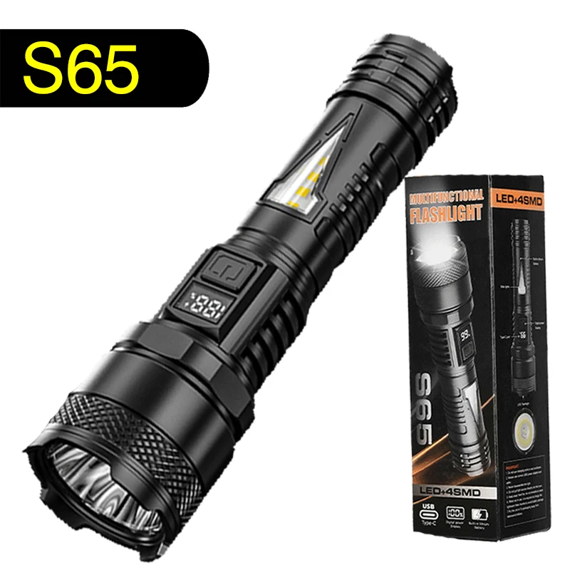 S65 Powerful Flashlights Rechargeable Torch Light High Power LED Flashlight Built-in Battery for Camping Emergency Lamp
S65 Powerful Flashlights Rechargeable Torch Light High Power LED Flashlight Built-in Battery for Camping Emergency Lamp