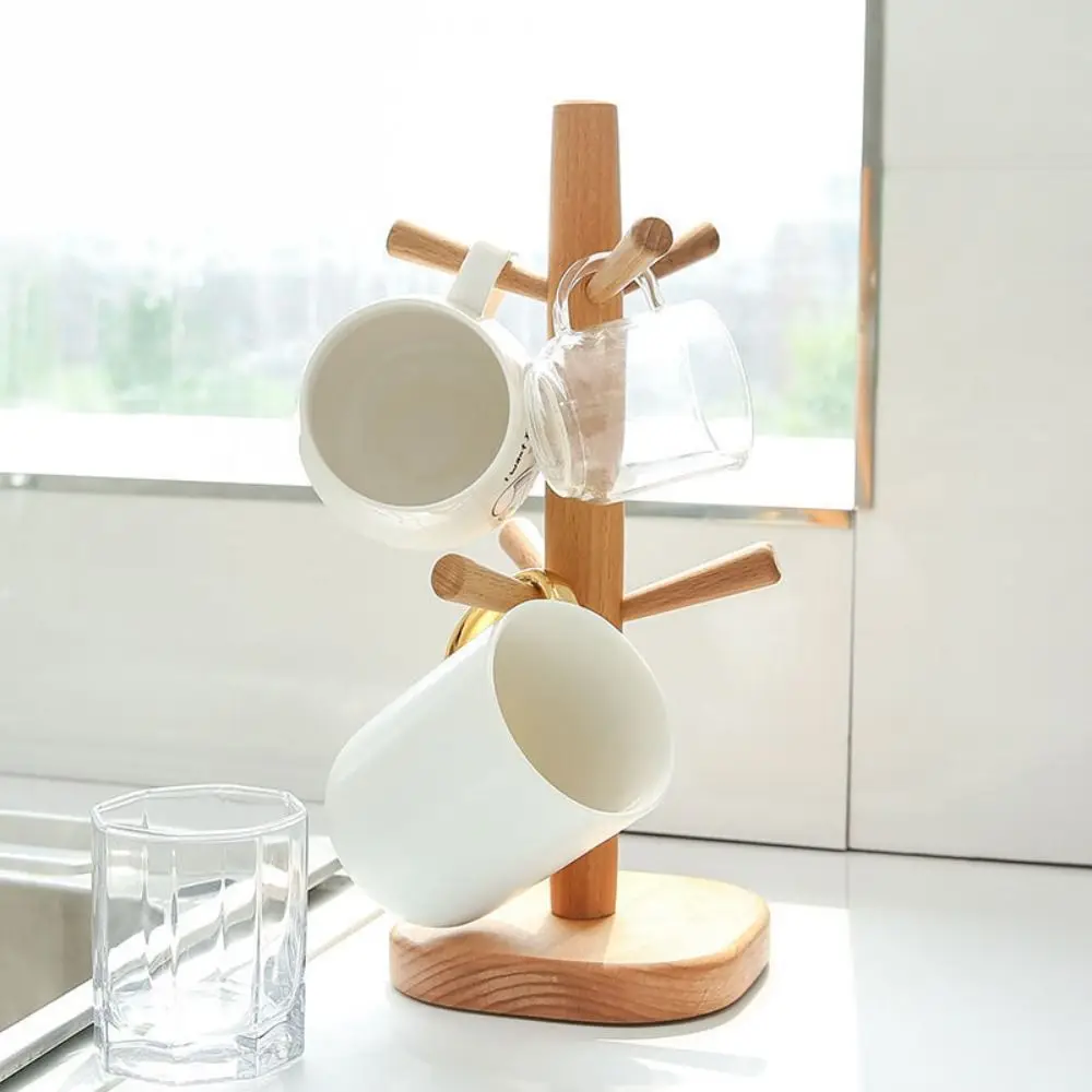 Wooden Mug Hanging Display Rack 6 Hooks Vertical Cup Storage Holder Non-Slip Base Space Saving Tabletop Drinkware Shelf
Wooden Mug Hanging Display Rack 6 Hooks Vertical Cup Storage Holder Non-Slip Base Space Saving Tabletop Drinkware Shelf
