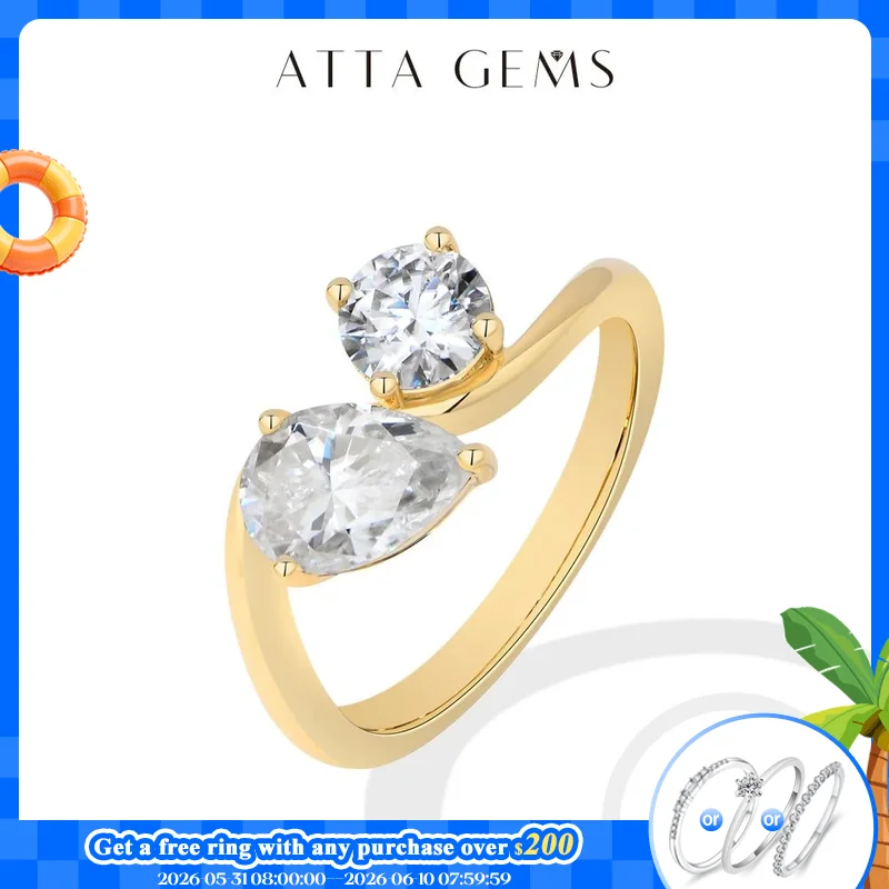 ATTAGEMS Toi Et Moi Moissanite Rings 925 Sterling Silver Pear&Round Cut Two Stone Bypass Ring forWomen Engagement Bridal Jewelry
ATTAGEMS Toi Et Moi Moissanite Rings 925 Sterling Silver Pear&Round Cut Two Stone Bypass Ring forWomen Engagement Bridal Jewelry