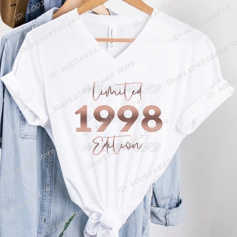 T Shirt For Women Limited 1998 Edition Birthday Shirt Vintage 1990-1999 Graphic V-Neck Tees Retro Casual Short Sleeve Tee Shirt
T Shirt For Women Limited 1998 Edition Birthday Shirt Vintage 1990-1999 Graphic V-Neck Tees Retro Casual Short Sleeve Tee Shirt