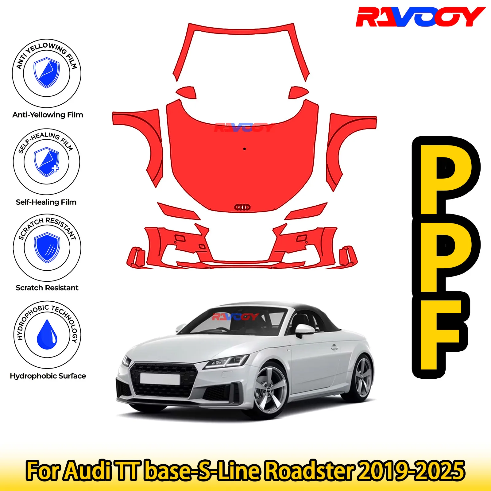 For Audi TT base-S-Line Roadster 2019-2025 Glossy Matte Black Precut front PPF Kit Paint Protection Film
For Audi TT base-S-Line Roadster 2019-2025 Glossy Matte Black Precut front PPF Kit Paint Protection Film