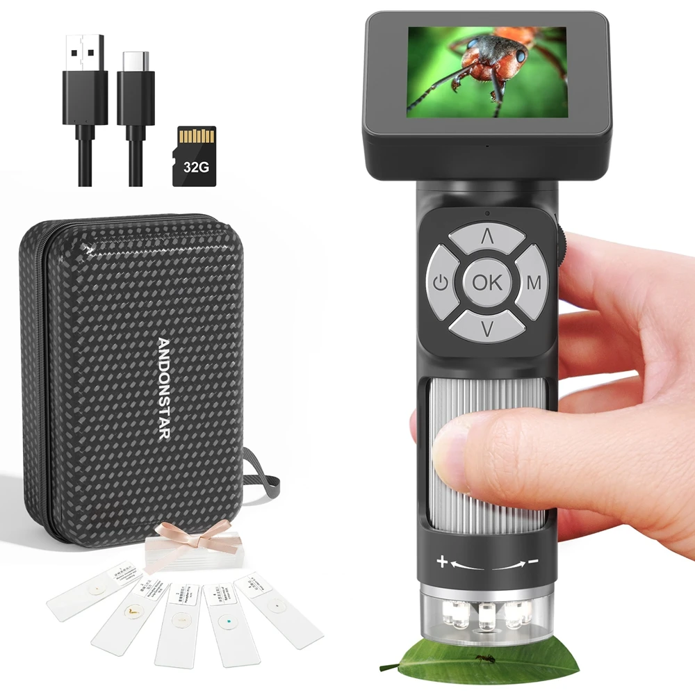 Цифровой микроскоп 50x-500X, 2 дюйма, IPS, ЖК-экран, FHD 1080P, лупа USB для ремонта печатных плат, подарки для наблюдения за насекомыми, 32 ГБ
Цифровой микроскоп 50x-500X, 2 дюйма, IPS, ЖК-экран, FHD 1080P, лупа USB для ремонта печатных плат, подарки для наблюдения за насекомыми, 32 ГБ