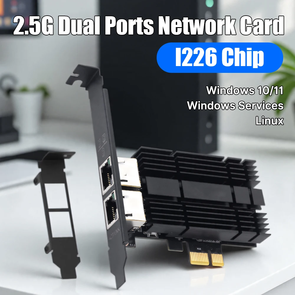 Сетевая карта PCIe 2,5 Гбит/с, двухпортовый чип I226, Ethernet-адаптер 2500 Мбит/с, RJ45 PCI-E x1/x4 для Windows 10/11 игр/серверов/ПК
Сетевая карта PCIe 2,5 Гбит/с, двухпортовый чип I226, Ethernet-адаптер 2500 Мбит/с, RJ45 PCI-E x1/x4 для Windows 10/11 игр/серверов/ПК