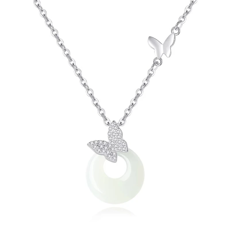 Sterling silver butterfly safety buckle natural Hetian jade pendant necklace women's light luxury collarbone chain jewelry gift
Sterling silver butterfly safety buckle natural Hetian jade pendant necklace women's light luxury collarbone chain jewelry gift