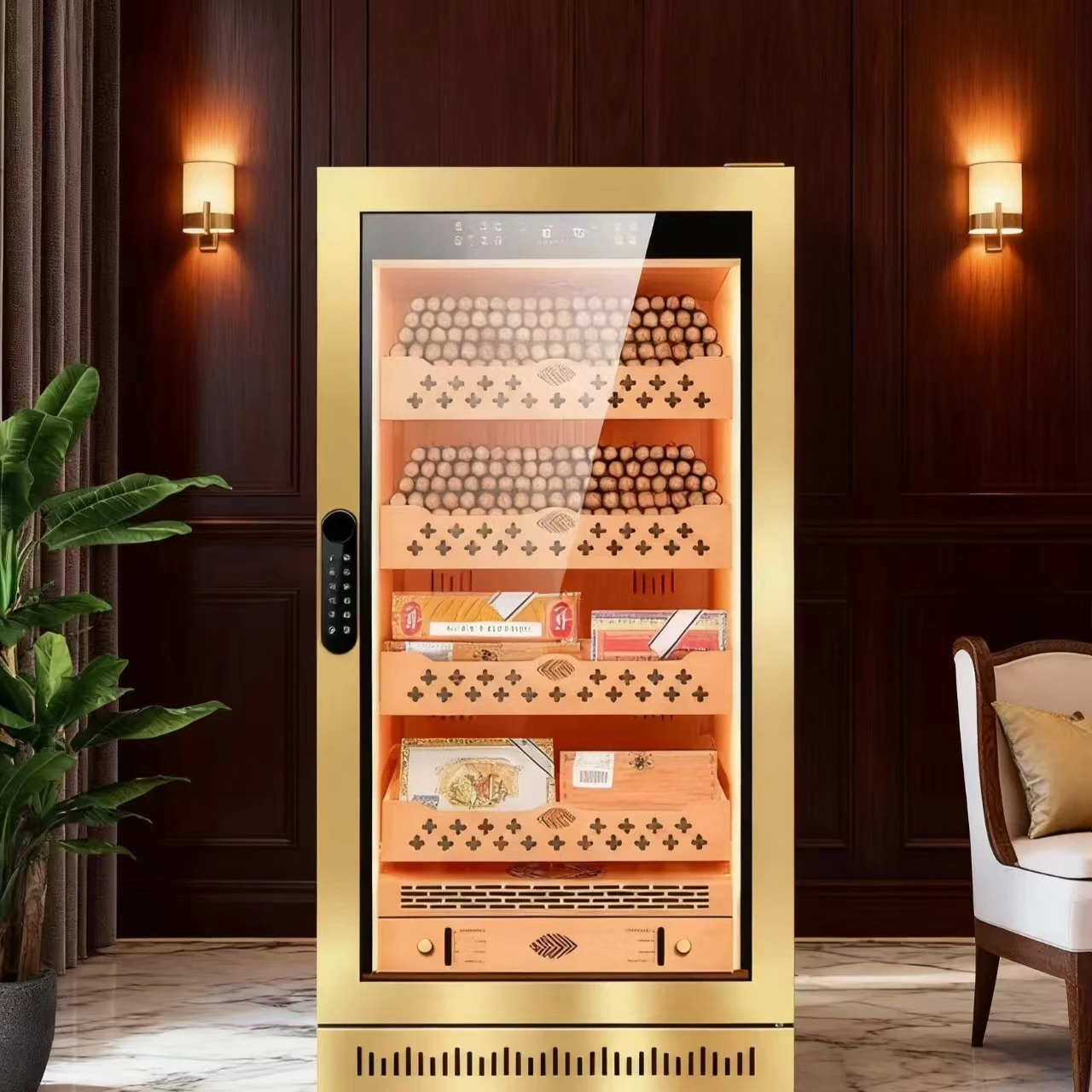 High-End Humidor Cigar Cabinet Cedar Wood Drawer Cigar Cabinet Thermostatic Cooler Cabinet Manufacturer for Storing Cigars
High-End Humidor Cigar Cabinet Cedar Wood Drawer Cigar Cabinet Thermostatic Cooler Cabinet Manufacturer for Storing Cigars