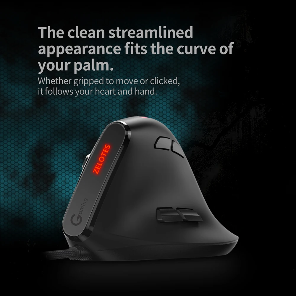 ZELOTES USB Wired Vertical Optical Mouse 9 Buttons T-50 Wired Vertical RGB Gaming Mouse 12800 DPI Adjustable for PC Computer
ZELOTES USB Wired Vertical Optical Mouse 9 Buttons T-50 Wired Vertical RGB Gaming Mouse 12800 DPI Adjustable for PC Computer