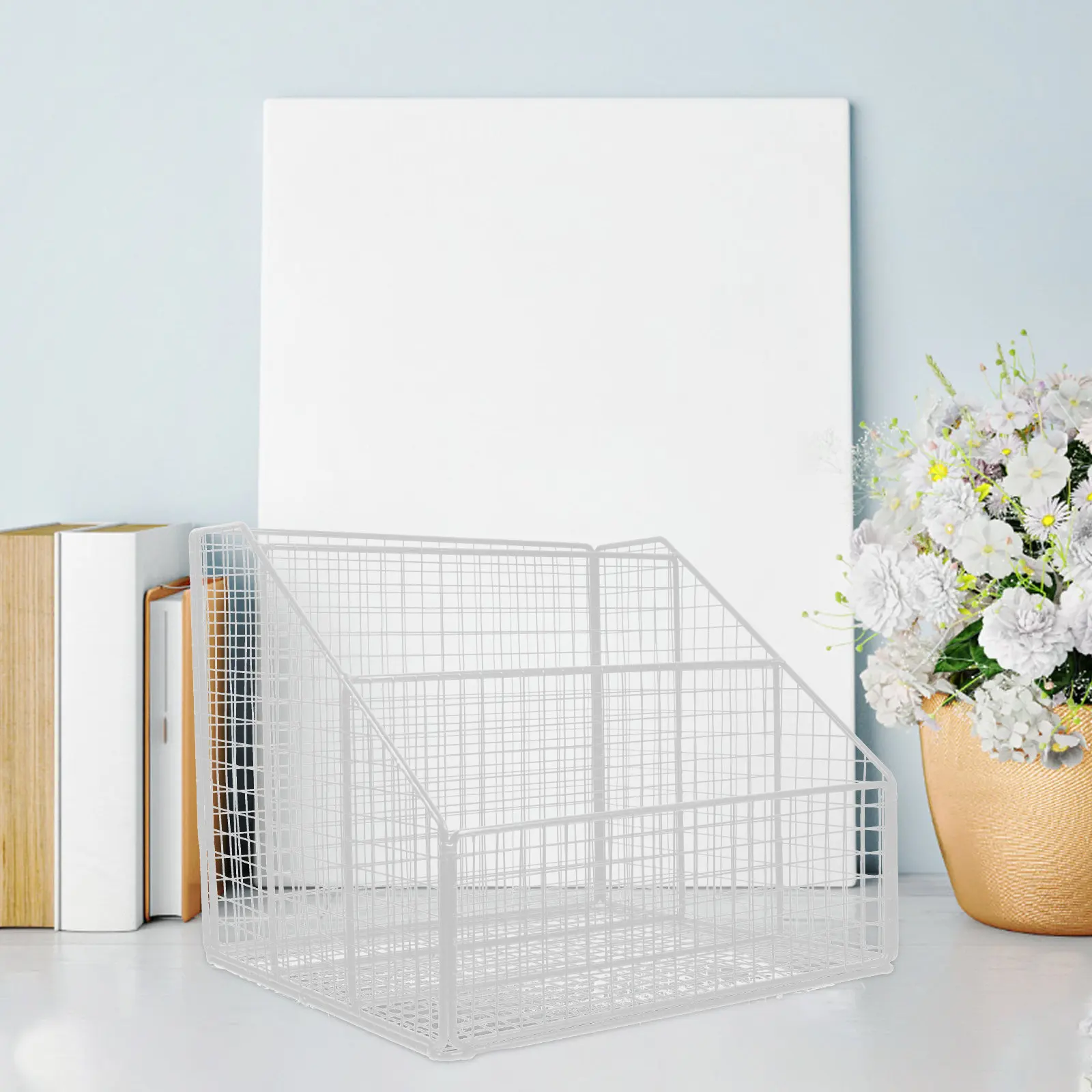 Desktop Book Organizer Shelf For Office Home Use Iron Magazine Rack Layered File Folder Holder Space-Saving Tabletop Book Holder