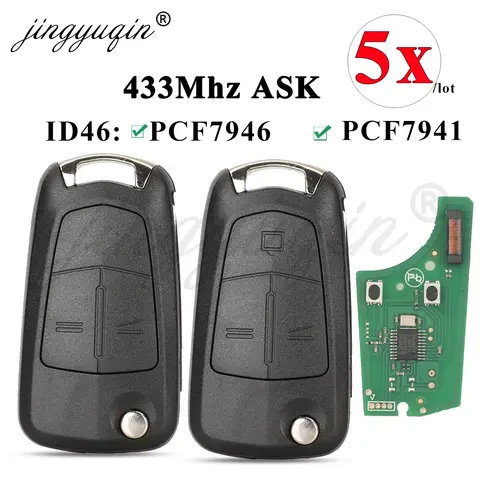 jingyuqin 5X Flip Remote Car Key 315/433Mhz ID46 For Opel/Vauxhall Astra H Zafira B Vectra C Corsa D Antara G1-AM433TX 96870243