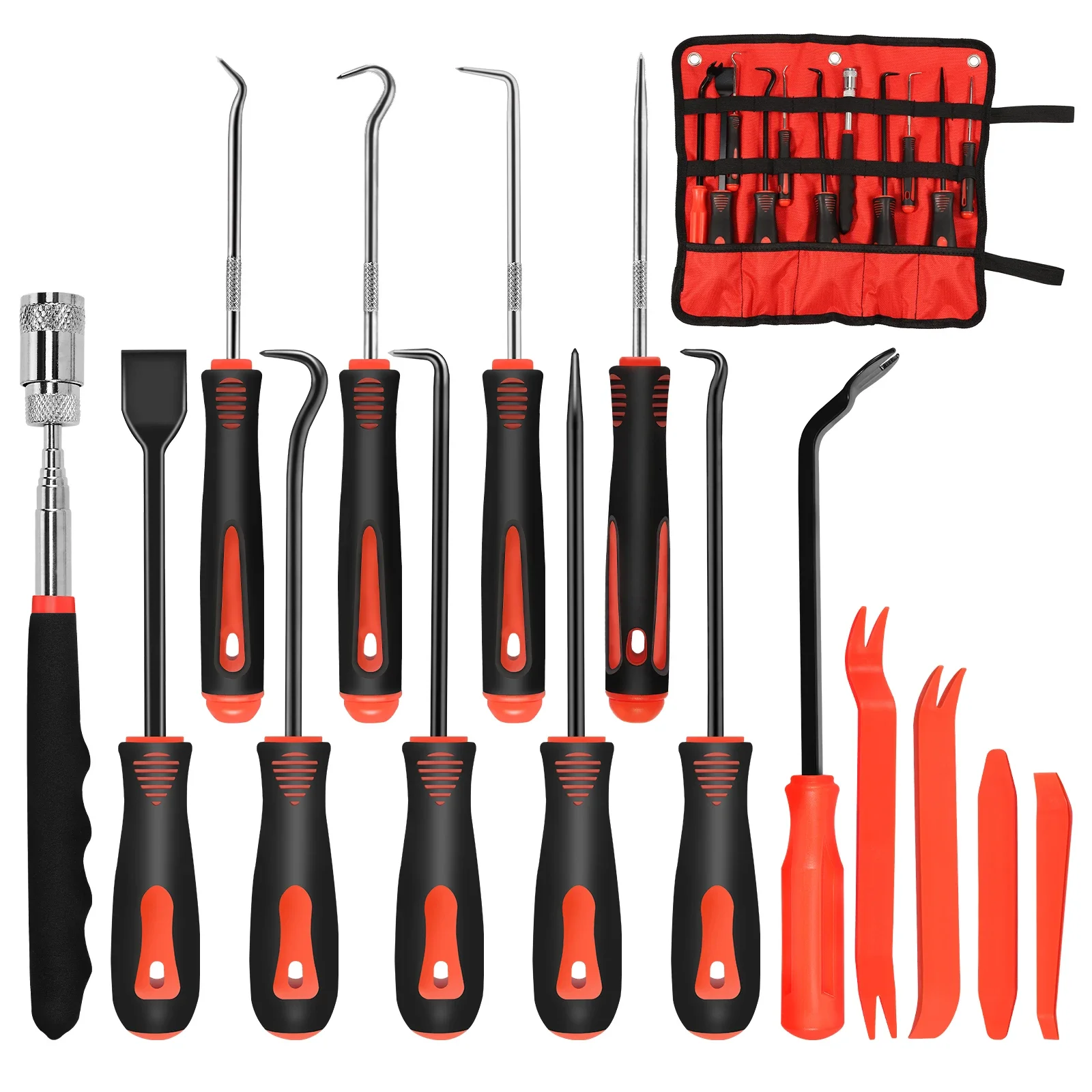 15Pcs Pick and Hook Set Carbon Steel Trim Removal Tool with Retractable Magnetic Long Handle Labor Saving Repair Tool for Car
15Pcs Pick and Hook Set Carbon Steel Trim Removal Tool with Retractable Magnetic Long Handle Labor Saving Repair Tool for Car