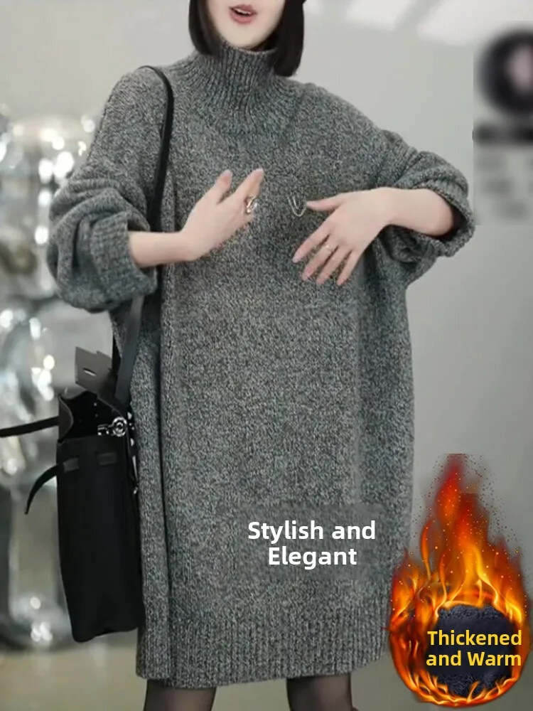 Loose Fit ey Knitted Sweater Women's Autumn Winter Medium Length Casual Sle Soft Cotton Warmth Faionable Top
Loose Fit ey Knitted Sweater Women's Autumn Winter Medium Length Casual Sle Soft Cotton Warmth Faionable Top