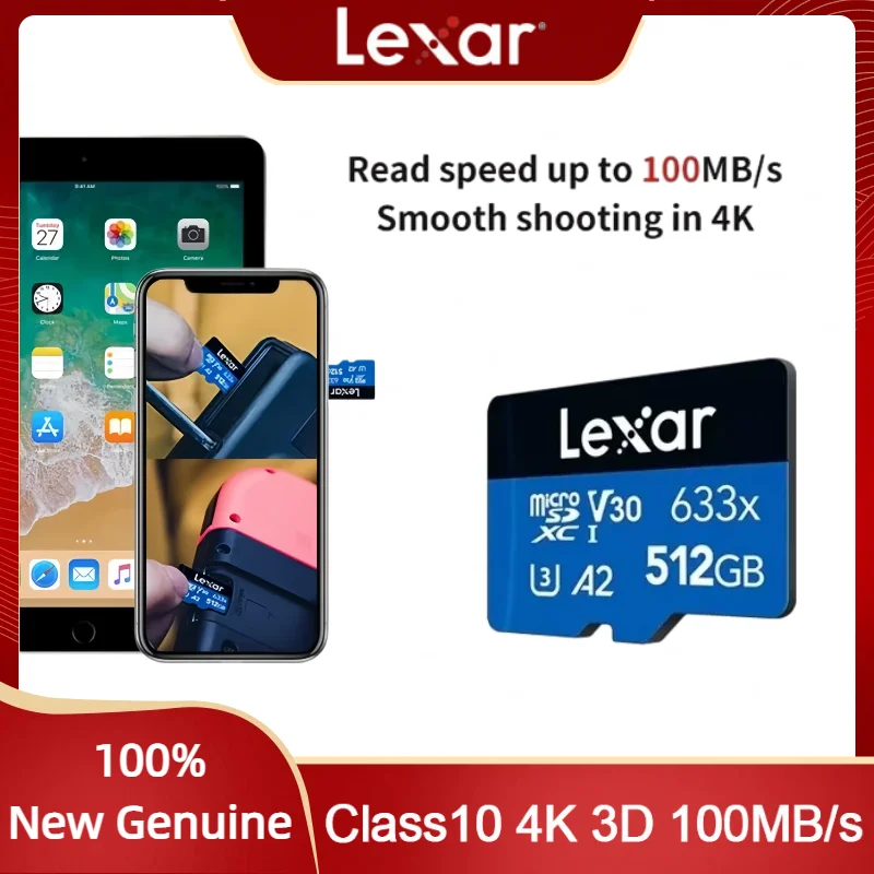 Lexar Class 10 A1 Memory Card 256GB 128GB 64GB SDXC V30 U3 32GB SDHC V10 U1 Lexar 633x Micro SD Card Flash Microsd 100% Original
Lexar Class 10 A1 Memory Card 256GB 128GB 64GB SDXC V30 U3 32GB SDHC V10 U1 Lexar 633x Micro SD Card Flash Microsd 100% Original