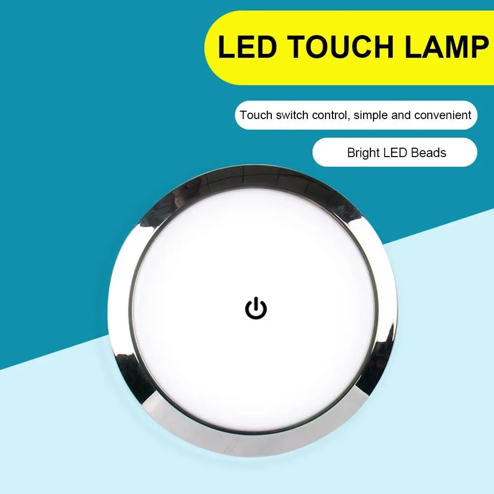 Ultra-thin RV Caravan Round Dome Light Reading Light Ceiling Lamp LED Touch Lamp