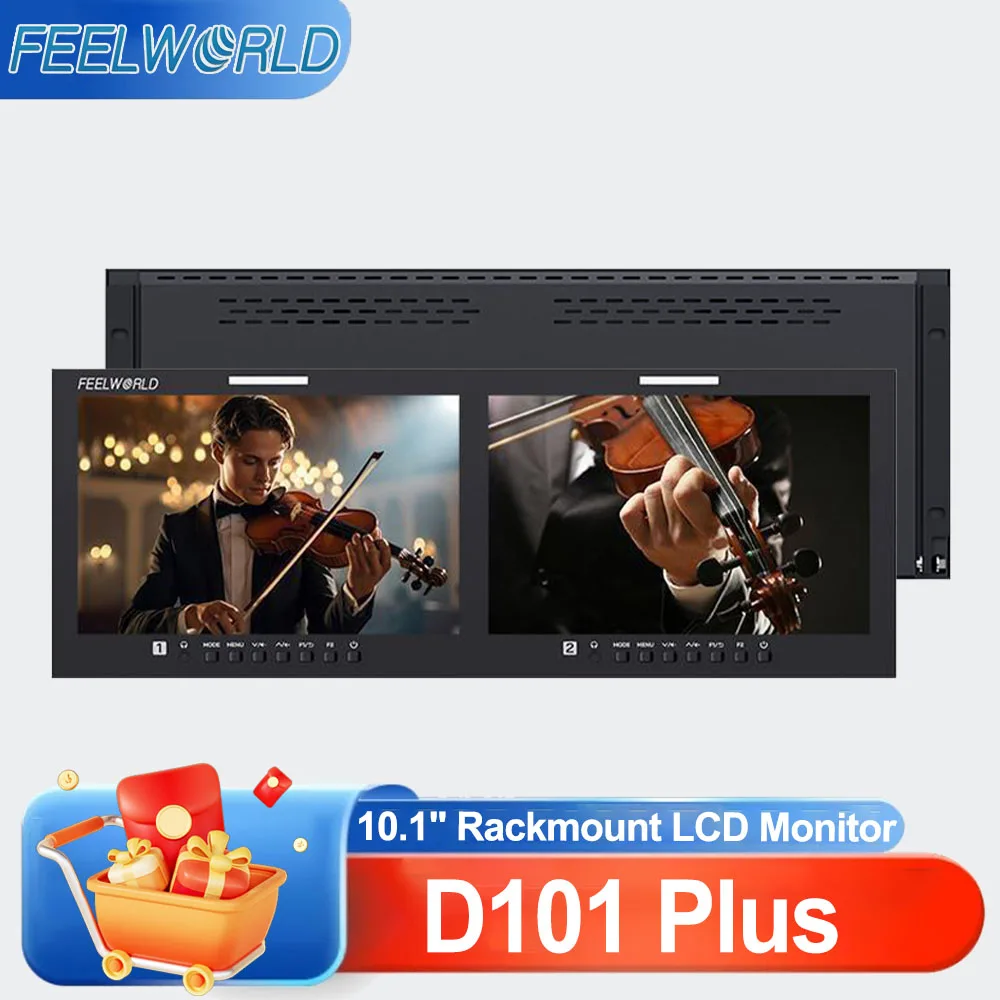 FEELWORLD D101 PLUS Dual 10.1-Inch 4RU Rackmount Monitor 4K HDMI SDI 1920x1200IPS with Waveform 3D LUT
FEELWORLD D101 PLUS Dual 10.1-Inch 4RU Rackmount Monitor 4K HDMI SDI 1920x1200IPS with Waveform 3D LUT