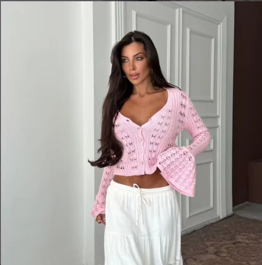 Fashion Long Sleeve Solid Color Knit Hollow Out Top, Casual Fitted Sun Protection Cover Up for All Seasons, Vacation Travel Wear
Fashion Long Sleeve Solid Color Knit Hollow Out Top, Casual Fitted Sun Protection Cover Up for All Seasons, Vacation Travel Wear