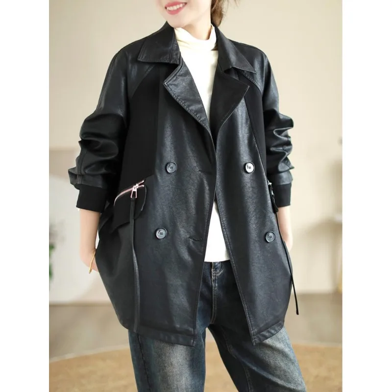 SuperAen Spring New Simple and Fashion Commuter Washed PU Leather Suit Collar Oversize Leather Jacket Loose Trench Coat
SuperAen Spring New Simple and Fashion Commuter Washed PU Leather Suit Collar Oversize Leather Jacket Loose Trench Coat