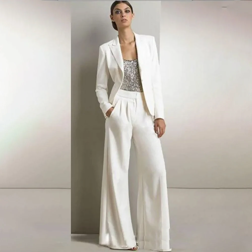 Luxury White Women's Suits Elegant Single Breasted Peak Lapel Slim Fit 2 Piece Jacket Pants Sets Formal Office Lady Outfits
Luxury White Women's Suits Elegant Single Breasted Peak Lapel Slim Fit 2 Piece Jacket Pants Sets Formal Office Lady Outfits