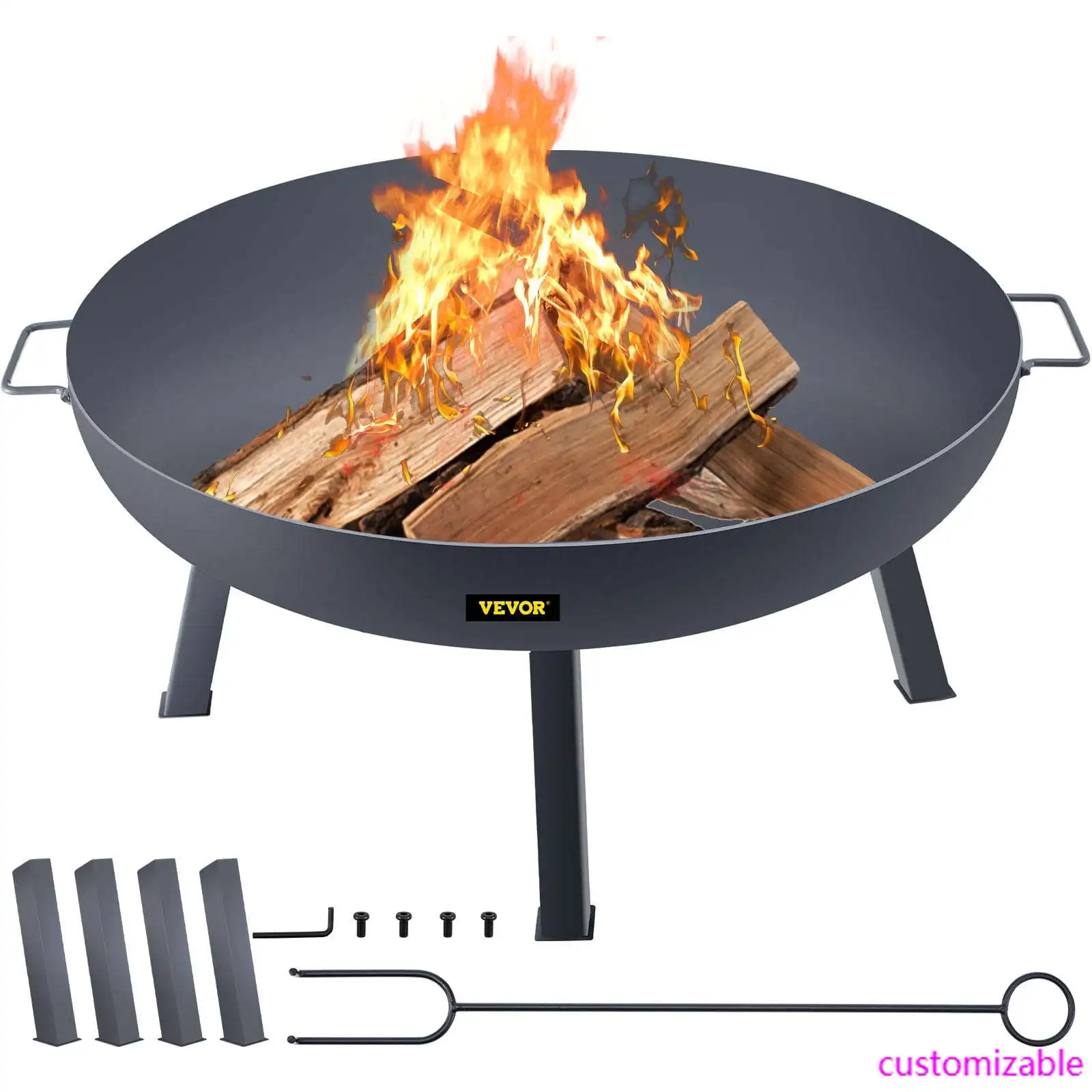 Fire Pit Bowl, 34-inch Diameter Round Carbon Steel Fire Bowl, Wood Burning for Outdoor Patios, Backyards & Camping Uses
Fire Pit Bowl, 34-inch Diameter Round Carbon Steel Fire Bowl, Wood Burning for Outdoor Patios, Backyards & Camping Uses