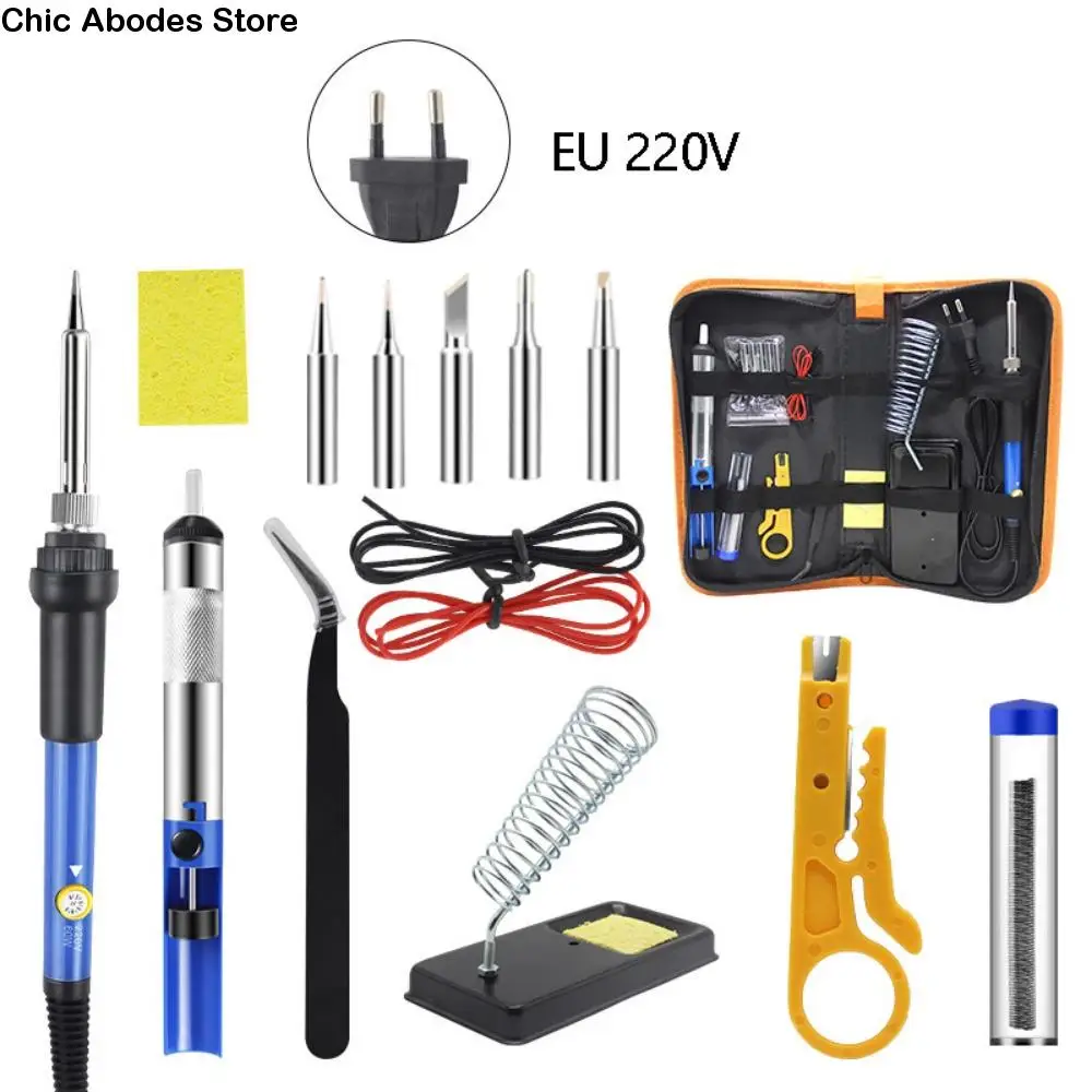 15Pcs/set 60W Electric Soldering Iron Welding Tool Kit Heat Insulation Mat EU/US Plug LCD Soldering Iron Kit Tool Kit
15Pcs/set 60W Electric Soldering Iron Welding Tool Kit Heat Insulation Mat EU/US Plug LCD Soldering Iron Kit Tool Kit
