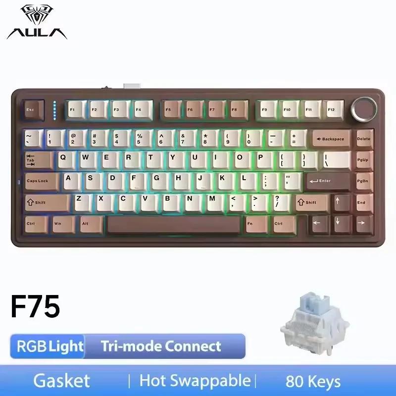 AULA F75 Wireless Mechanical Keyboard Bluetooth5.0 2.4G Wired Gasket Hot Swappable RGB PBT Keycap 75% Layout Gaming Keyboard
AULA F75 Wireless Mechanical Keyboard Bluetooth5.0 2.4G Wired Gasket Hot Swappable RGB PBT Keycap 75% Layout Gaming Keyboard