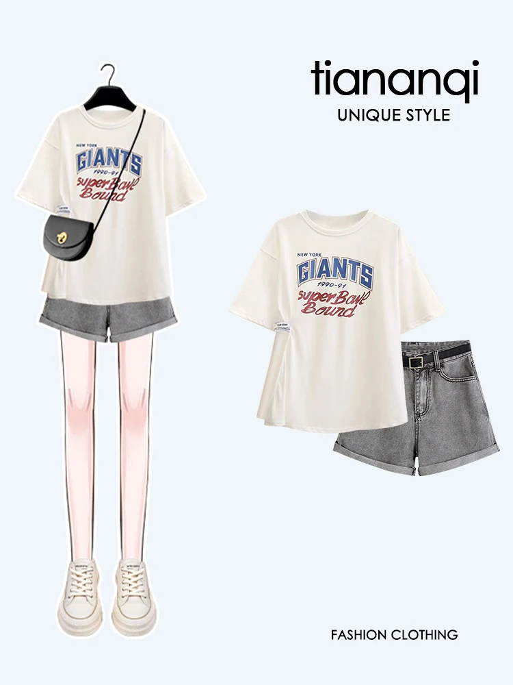 Korean Sle Anti-Aging Set Small Size Summer Large Size Fat MM Print ort Sve Top with Ele Slimming Jeans
Korean Sle Anti-Aging Set Small Size Summer Large Size Fat MM Print ort Sve Top with Ele Slimming Jeans