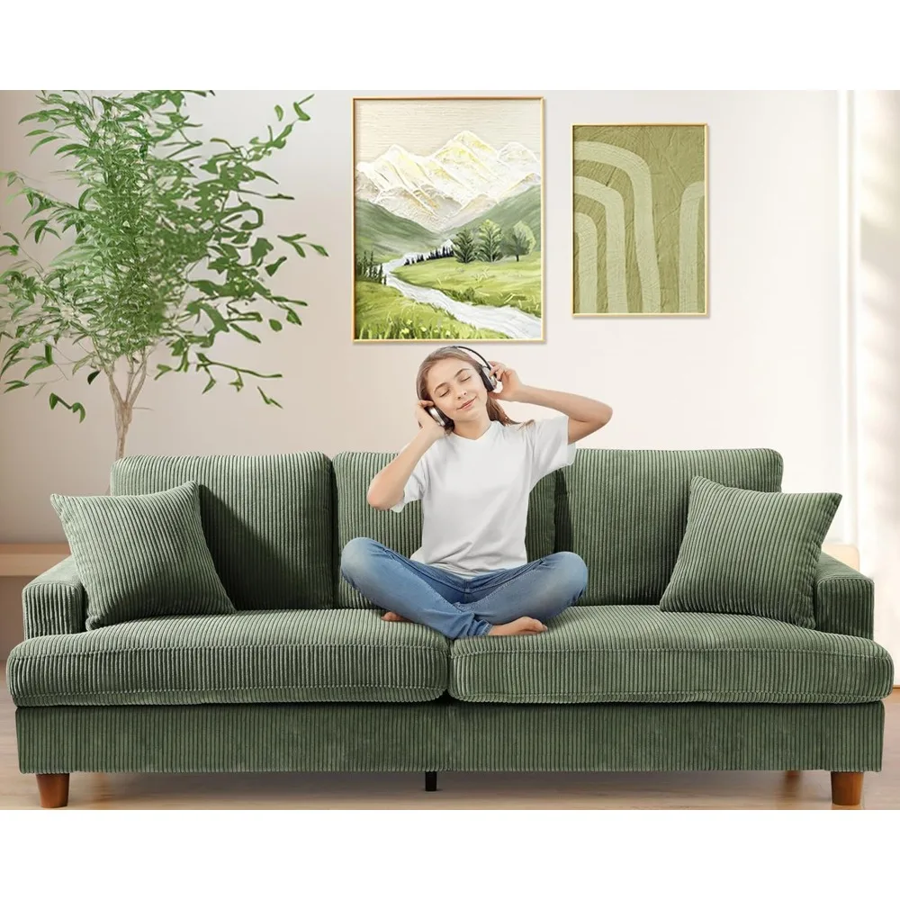 87in Green Sofa, Couches for Living Room 21in Extra Deep Seats, Comfy Corduroy Sofas for Living Room No Tool Assembly
87in Green Sofa, Couches for Living Room 21in Extra Deep Seats, Comfy Corduroy Sofas for Living Room No Tool Assembly