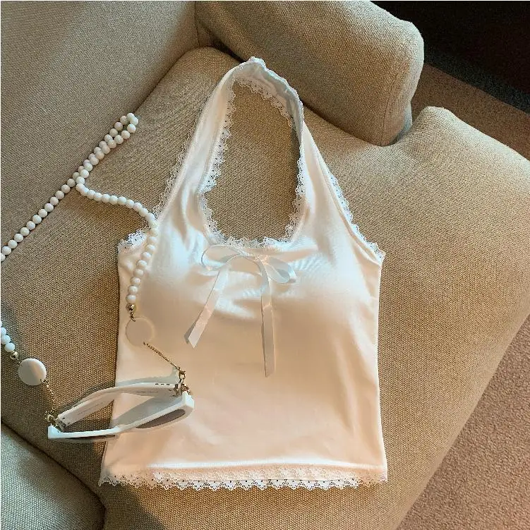 Sweet Sling Tops Female Korean Style Fashion Lace Splicing Slim Fit Vest Fashion Bow Tank Top Casual Street Wear Female Sling
Sweet Sling Tops Female Korean Style Fashion Lace Splicing Slim Fit Vest Fashion Bow Tank Top Casual Street Wear Female Sling