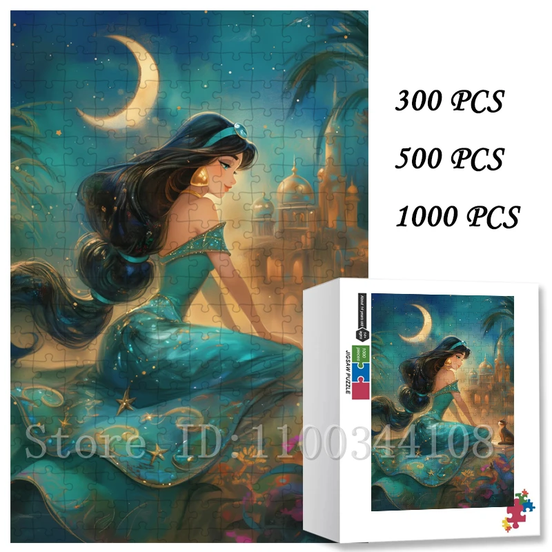 Пазлы принцессы Диснея Жасмин, 108/300/500/1000 шт., мультяшные пазлы, семейная распаковка, развивающая игрушка
Пазлы принцессы Диснея Жасмин, 108/300/500/1000 шт., мультяшные пазлы, семейная распаковка, развивающая игрушка