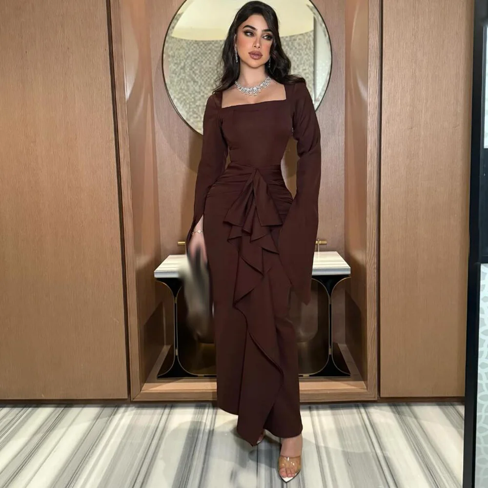 Customized Straight Prom Dresses Ankle-Length Square Collar Full Sleeve Evening Dresses Simple Fashion Draped Casual Elegant
Customized Straight Prom Dresses Ankle-Length Square Collar Full Sleeve Evening Dresses Simple Fashion Draped Casual Elegant