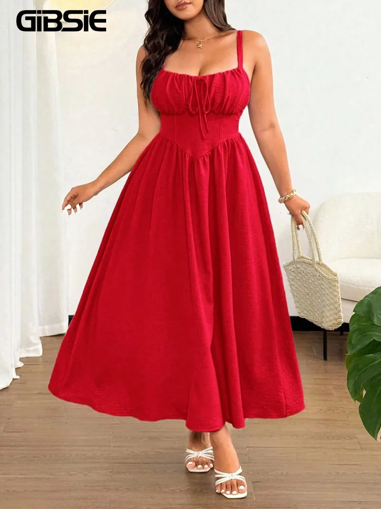 GIBSIE Plus Size Solid Tie Front Vacation Straps Dress Women 2026 New Summer Elegant High Waist Backless Big Swing Long Dresses
GIBSIE Plus Size Solid Tie Front Vacation Straps Dress Women 2026 New Summer Elegant High Waist Backless Big Swing Long Dresses
