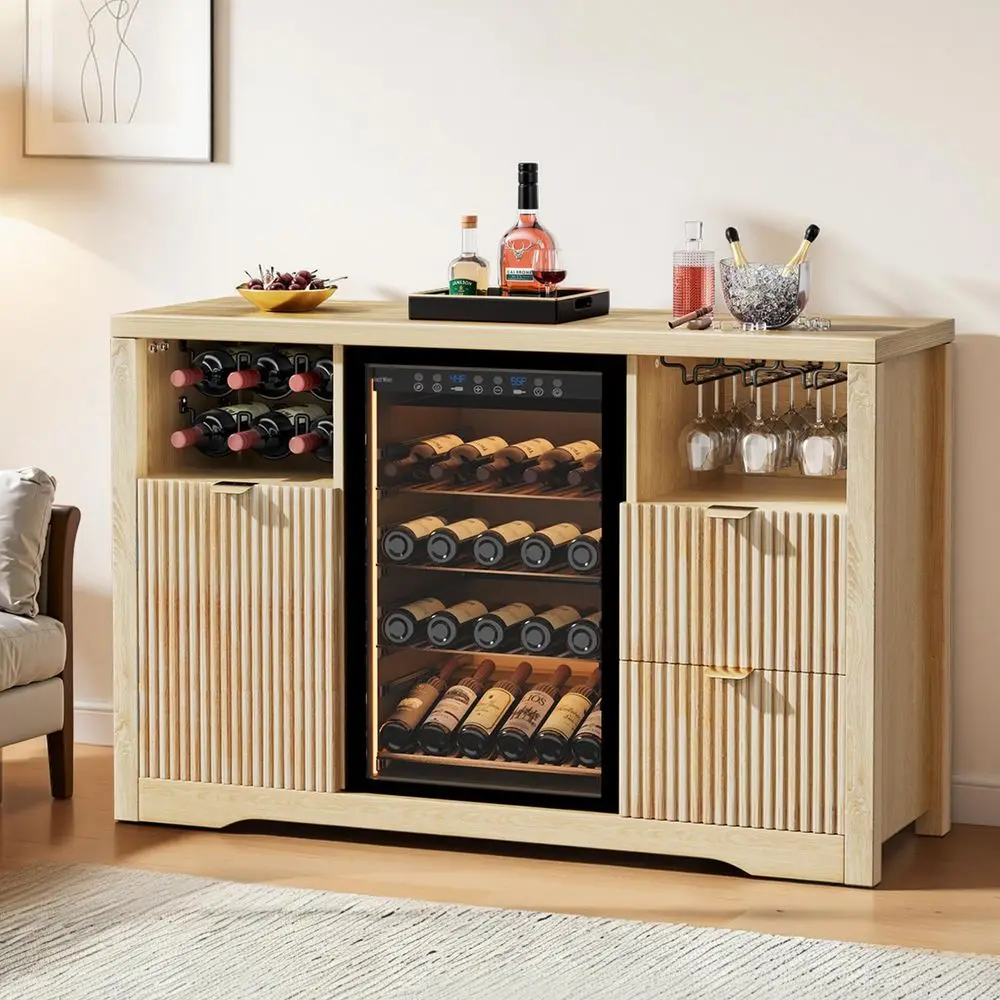Coffee Bar Cabinet with Fridge Space, 53L Kitchen Wine Cabinets with Storage Drawer, Wood Buffet Sideboard Table Station, Flute
Coffee Bar Cabinet with Fridge Space, 53L Kitchen Wine Cabinets with Storage Drawer, Wood Buffet Sideboard Table Station, Flute