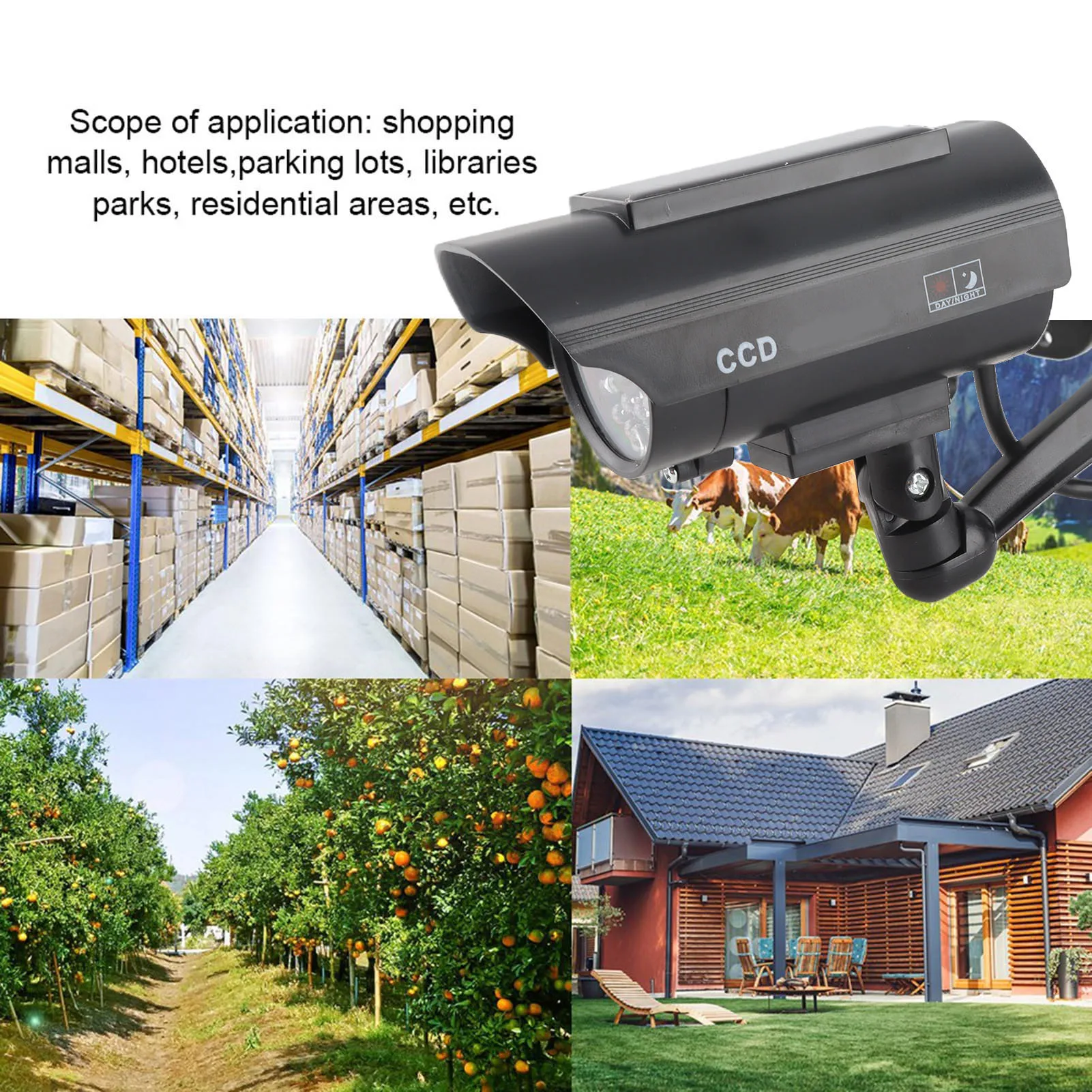 Dummy Security Camera Solar Powered Camera Solar Powered Waterproof Imitation Dummy Security Fake Camera With Flashing LED Light
Dummy Security Camera Solar Powered Camera Solar Powered Waterproof Imitation Dummy Security Fake Camera With Flashing LED Light