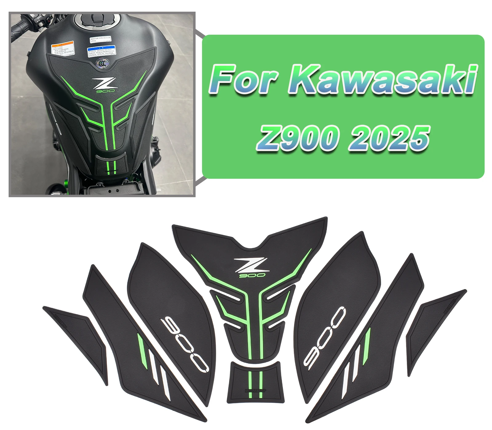 Для Kawasaki Z900 2025 мотоциклетный бак, наколенники, накладка, 3D противоскользящие защитные наклейки из углеродного волокна, комплект наклеек для защиты топливного бака
Для Kawasaki Z900 2025 мотоциклетный бак, наколенники, накладка, 3D противоскользящие защитные наклейки из углеродного волокна, комплект наклеек для защиты топливного бака