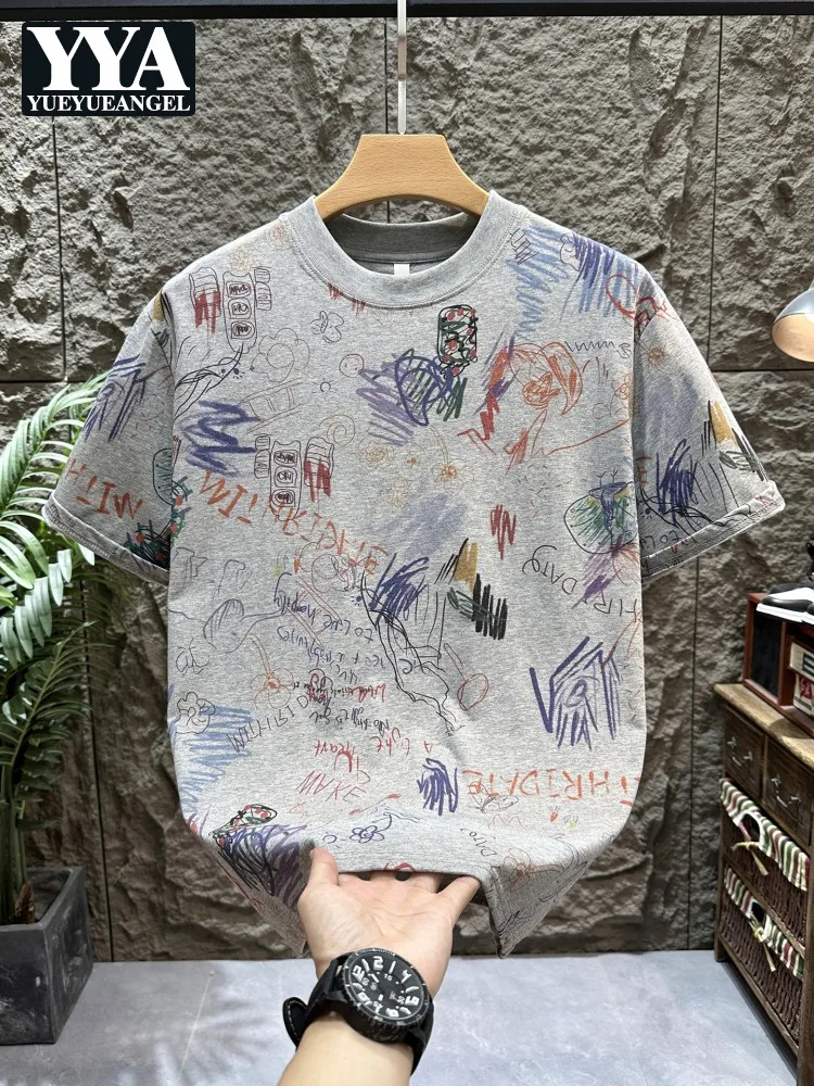 Summer New Male O Neck Loose T-shirts Korean Style Fashion Graffiti Printed Short Sleeved T-shirt Mens Casual Tops Grey Tees
Summer New Male O Neck Loose T-shirts Korean Style Fashion Graffiti Printed Short Sleeved T-shirt Mens Casual Tops Grey Tees