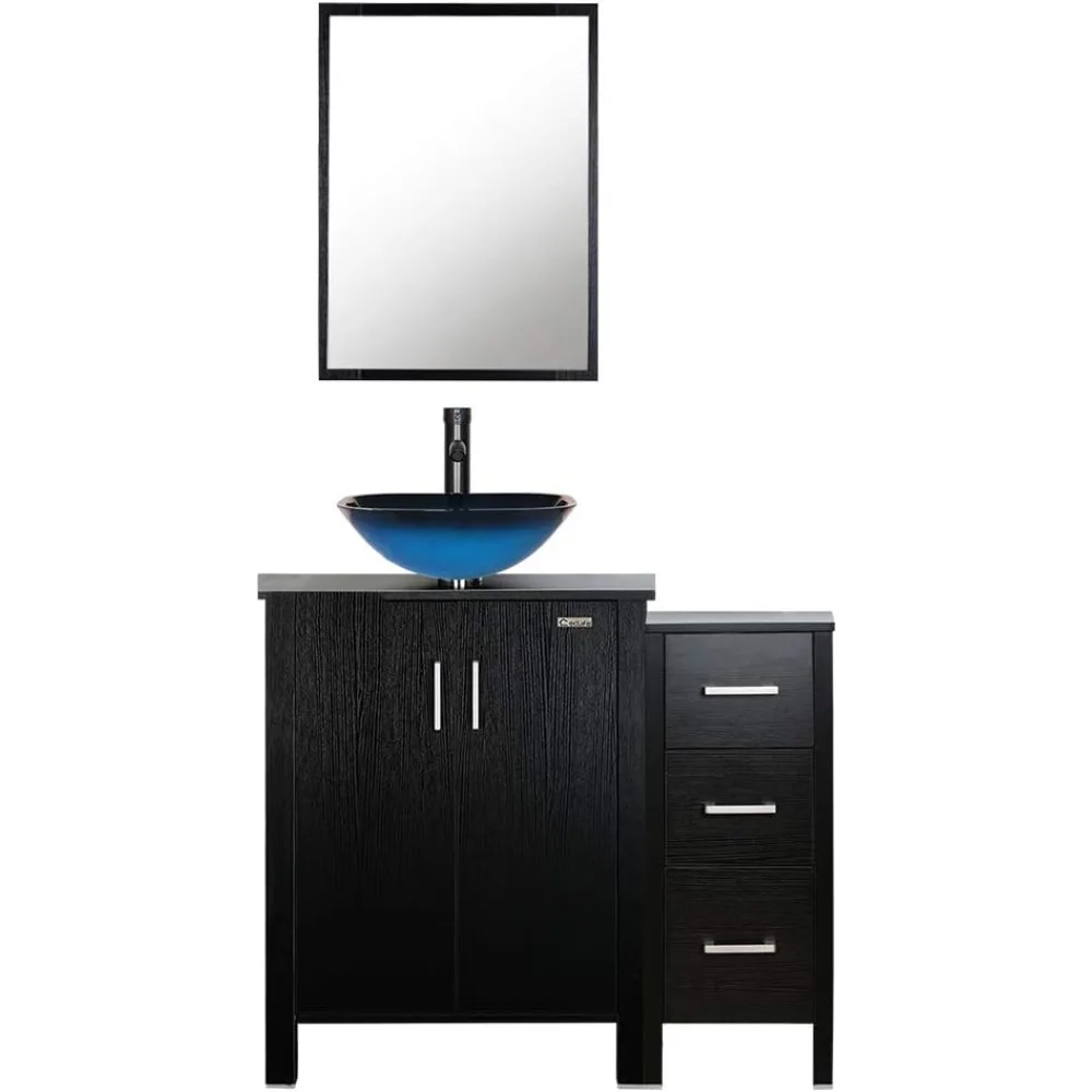 36’’ Bathroom Vanity Sink Combo Black W/Side Cabinet Vanity Ocean Blue Square Tempered Glass Vessel Sink Bathroom
36’’ Bathroom Vanity Sink Combo Black W/Side Cabinet Vanity Ocean Blue Square Tempered Glass Vessel Sink Bathroom