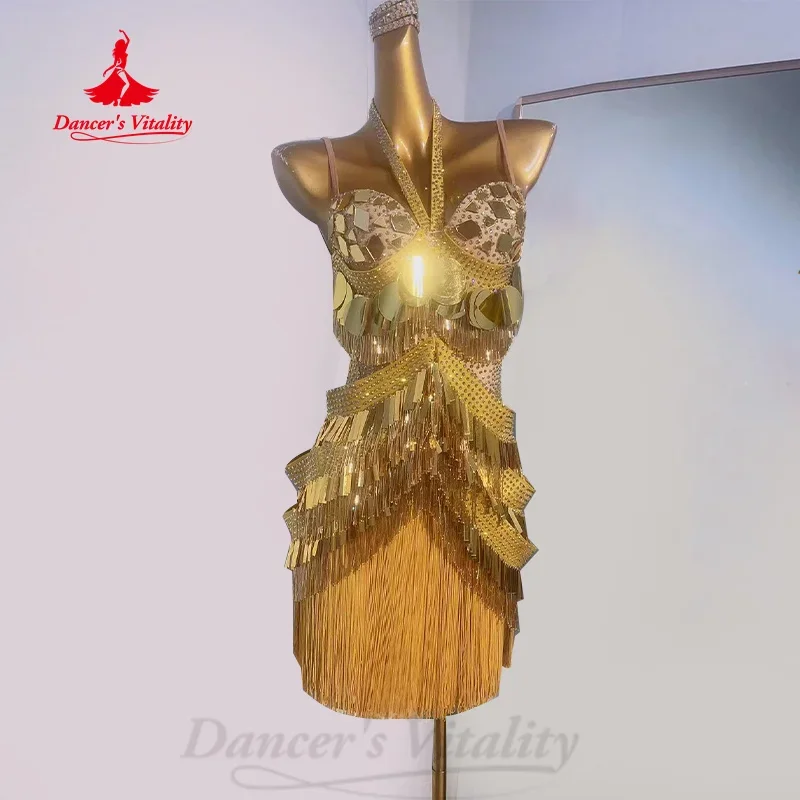Latin Dance Performance Costume Customized Senior AB Stones Sequins Fringe Dress Adult Children Professional Competition Dresses
Latin Dance Performance Costume Customized Senior AB Stones Sequins Fringe Dress Adult Children Professional Competition Dresses