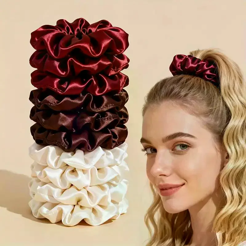 10Pcs/set Solid Color Satin Scrunchies Hair Ties For Women Soft Elastic Hair Bands Non-Damaging Hair Accessories
10Pcs/set Solid Color Satin Scrunchies Hair Ties For Women Soft Elastic Hair Bands Non-Damaging Hair Accessories
