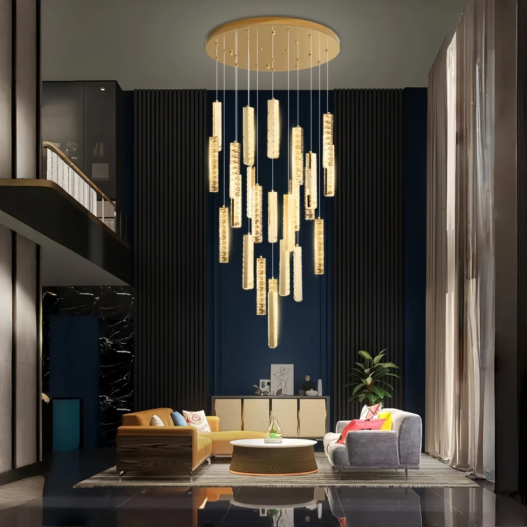 Luxurious Modern Crystal Chandelier for Stairs Long Loft Gold/Silver Crystal Light Fixtures Villa Lobby Living Room Chandelier
Luxurious Modern Crystal Chandelier for Stairs Long Loft Gold/Silver Crystal Light Fixtures Villa Lobby Living Room Chandelier
