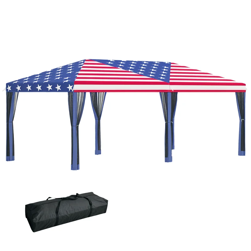 Outsunny 10'x20' Pop Up Party Tent Gazebo Wedding Canopy with 6 Sidewalls, American Flag
Outsunny 10'x20' Pop Up Party Tent Gazebo Wedding Canopy with 6 Sidewalls, American Flag