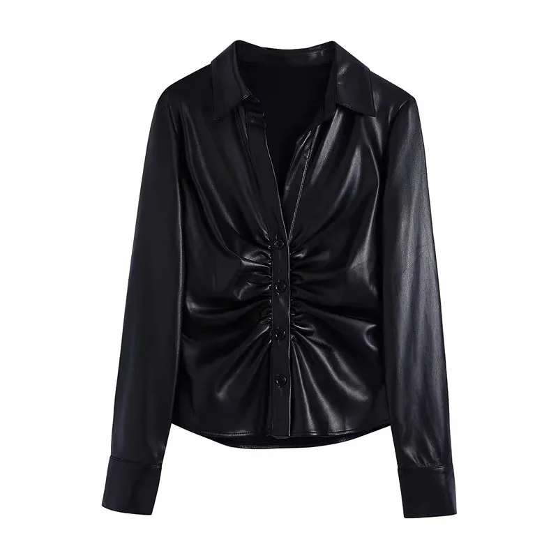 Early Autumn New Sle Slim Fit irt Collar Stand up Faux Leather Women's Top Button Long Sve Regular Length Pure Color
Early Autumn New Sle Slim Fit irt Collar Stand up Faux Leather Women's Top Button Long Sve Regular Length Pure Color