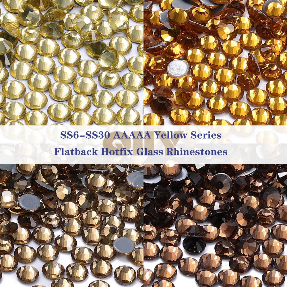 QIIY SS6-SS30 Yellow Series Glass Crystal Rhinestones Hotfix Flatback Iron On Stones For Wedding Dress Fabric Clothes Decoration
QIIY SS6-SS30 Yellow Series Glass Crystal Rhinestones Hotfix Flatback Iron On Stones For Wedding Dress Fabric Clothes Decoration
