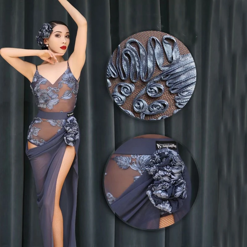 Fashion Lace Latin Dancing Tops Slit Skirt Women Samba Rumba Latin Dance Costume Female Stage Competition Dance Clothes SL8815
Fashion Lace Latin Dancing Tops Slit Skirt Women Samba Rumba Latin Dance Costume Female Stage Competition Dance Clothes SL8815