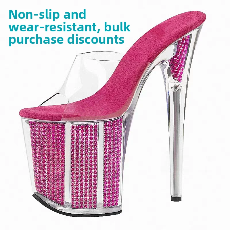 Сексуальные прогулочные тапочки на высоком каблуке со стальными кристаллами 20 см для танцев на пилоне, непромокаемые женские тапочки на платформе на тонком каблуке, модные сандалии
Сексуальные прогулочные тапочки на высоком каблуке со стальными кристаллами 20 см для танцев на пилоне, непромокаемые женские тапочки на платформе на тонком каблуке, модные сандалии