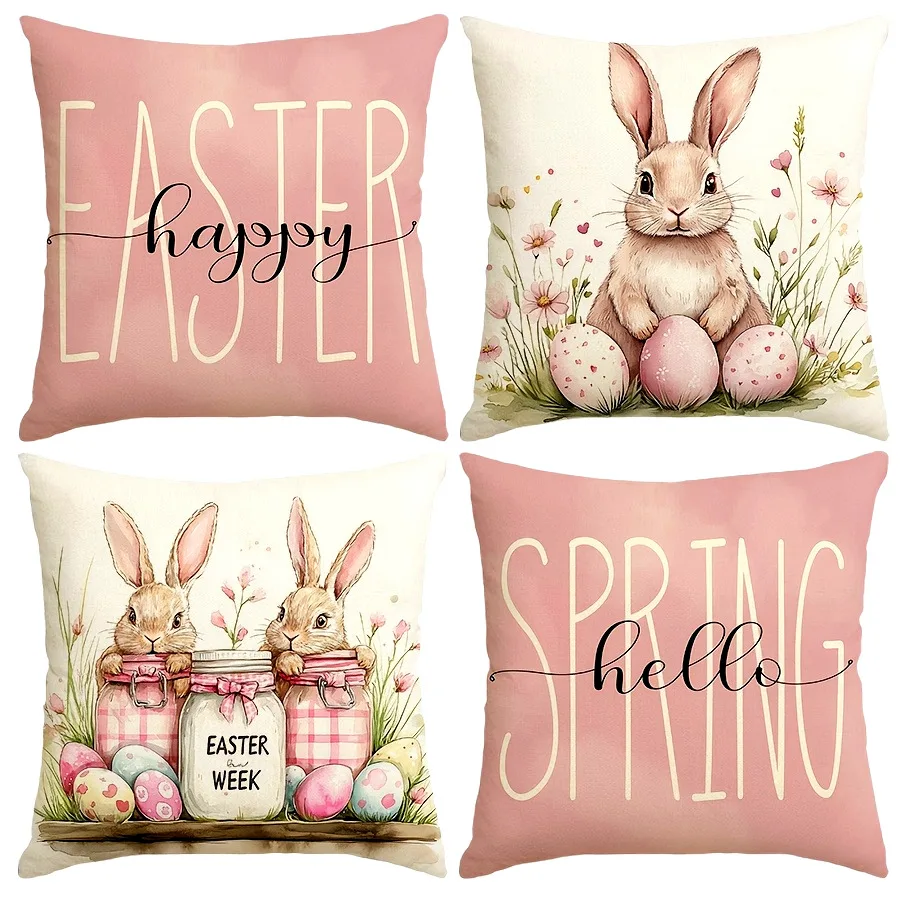4 Packs Of Countryside Style Easter Spring Themed Pillowcases, Polyester, Machine Washable, Decorative Zipper Sofa Cushion
4 Packs Of Countryside Style Easter Spring Themed Pillowcases, Polyester, Machine Washable, Decorative Zipper Sofa Cushion