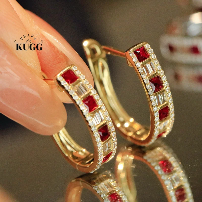 KUGG 100% 18K White/Yellow Gold Earrings Women Elegant Style Luxury Diamond Natural Ruby Gemstone Earrings High Party Jewelry
KUGG 100% 18K White/Yellow Gold Earrings Women Elegant Style Luxury Diamond Natural Ruby Gemstone Earrings High Party Jewelry