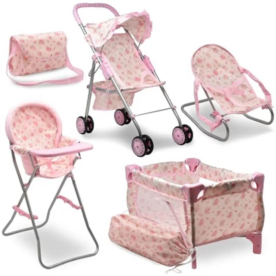 Baby Doll Stroller Bed and Seat Nursery Playset Baby Doll Accessories Set High Chair Diaper Bag Role Play Deluxe Baby Doll Flor
Baby Doll Stroller Bed and Seat Nursery Playset Baby Doll Accessories Set High Chair Diaper Bag Role Play Deluxe Baby Doll Flor
