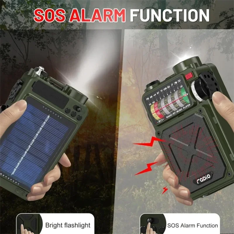 R11 Multifunction Emergency Radio BT 5.0 Speaker AM/FM/SW/WB Full-band Radio With Solar Hand Crank Dynamo TF Card USB Playback
R11 Multifunction Emergency Radio BT 5.0 Speaker AM/FM/SW/WB Full-band Radio With Solar Hand Crank Dynamo TF Card USB Playback
