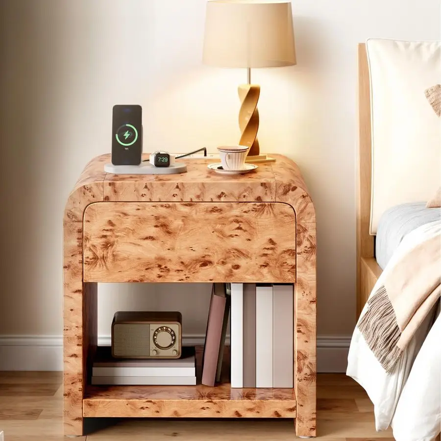 Nightstand with Drawer amp Charging Station, Mid Century Modern Nightstand Bed Side Tables Bedroom, Farmhouse Bedside Table Sma
Nightstand with Drawer amp Charging Station, Mid Century Modern Nightstand Bed Side Tables Bedroom, Farmhouse Bedside Table Sma